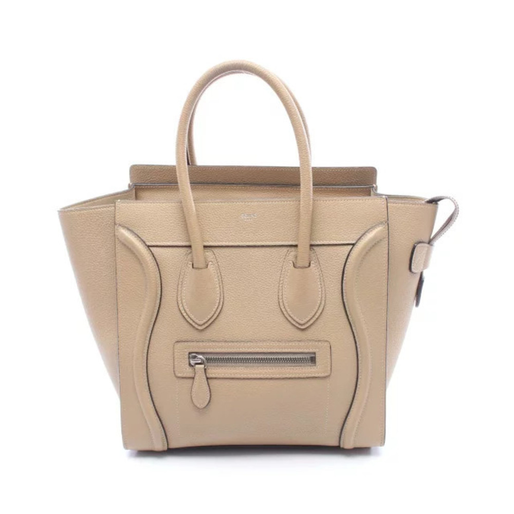 Celine Luggage Tote Shopper Handbag Leather Beige Cream